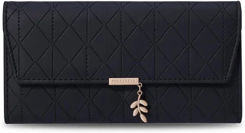 aurrako Carteras de cuero para mujer, tarjetero de cuero RFID, triple pliegue, monedas, bolsillo con cremallera y ventana de identificación, gran