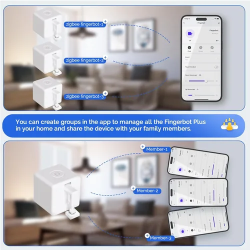 Miniatura 6 de MOES Zigbee Fingerbot Plus, Pulsador de Botón Inteligente Sin Cableado, Actualización con Control Táctil, Compatible con Alexa, Compatible con Tuya