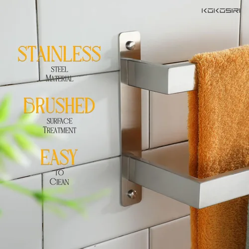 Miniatura 4 de KOKOSIRI Barras para Toallas de Baño de 2 Niveles Tipo Escalera Rieles para Toallas de 24 Pulgadas Soportes para Toallas Montados en Pared Estantes