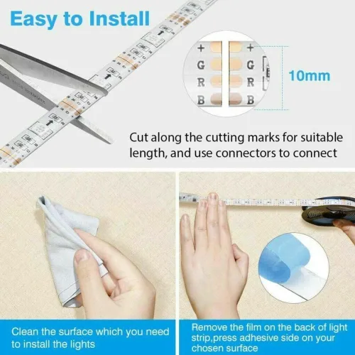 Miniatura 5 de asky Tira de luz LED DC de 5 V, luces USB que cambian de color, retroiluminación de TV RGB + control remoto (1.6 ft)