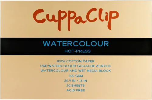 Miniatura 13 de CuppaClip Bloque de Papel de Acuarela de Algodón Puro Libreta de Papel de Arte 300GSM(140LB) Libre de Ácido 20 Hojas Suministros de Arte de Acuarela