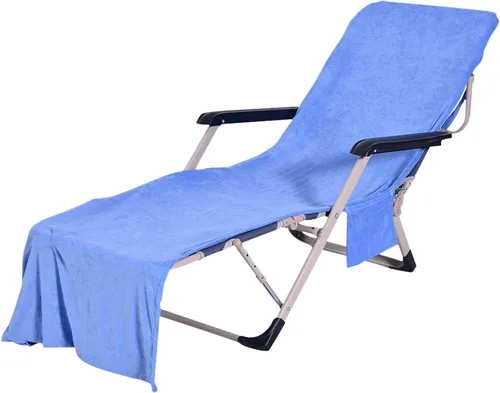 Miniatura 6 de Muka Funda de microfibra para silla de playa y piscina, bolsillo práctico, 29 x 83 pulgadas, color blanco