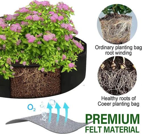 Miniatura 4 de ZtohPyo Bolsas de Cultivo de Plantas de 15 Galones, Macetas de Jardín Elevadas Redondas de Tela con 2 Asas, Contenedor de Jardinería de Tela