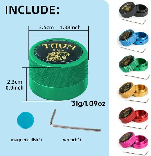 Miniatura 2 de TAOM - Soporte para tiza de billar, herramienta práctica redonda, accesorios de billar, mini estuche magnético para punta de tiza, contenedor
