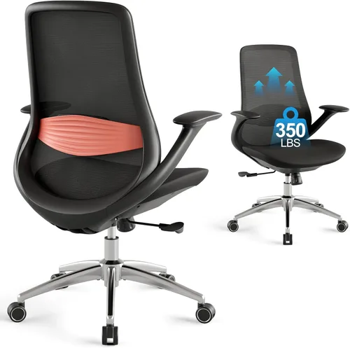 Miniatura 9 de Silla de oficina ergonómica de malla, silla de escritorio ejecutiva de 330 libras con soporte lumbar, reposabrazos 2D, cómodas sillas giratorias