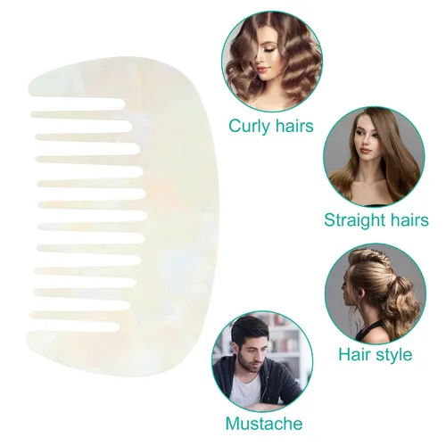 Miniatura 7 de VOCOSTE Peine para el cabello de dientes anchos, peine antiestático de tamaño de bolsillo para cabello grueso, rizado, cuidado del cabello, peine