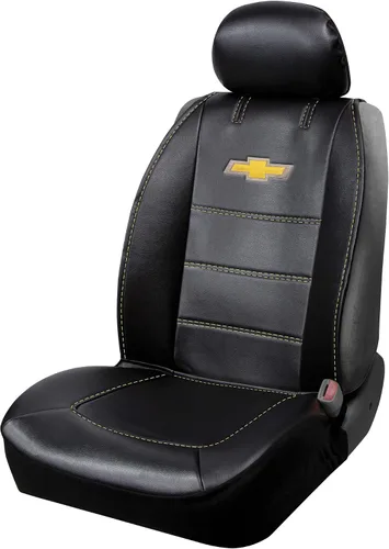 Plasticolor 008626R01 - Funda de asiento de lujo compatible con logotipo bordado de Chevrolet, costuras de alto contraste, 3 piezas, sin lados,