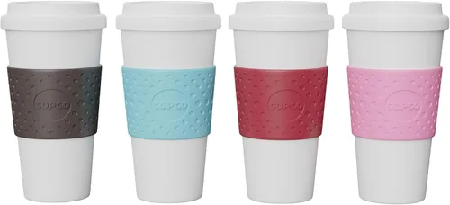 Miniatura 8 de Copco Acadia Taza de viaje (paquete de 4), taza de café aislada de 16 onzas con plástico de doble pared, tapa a prueba de fugas, apta