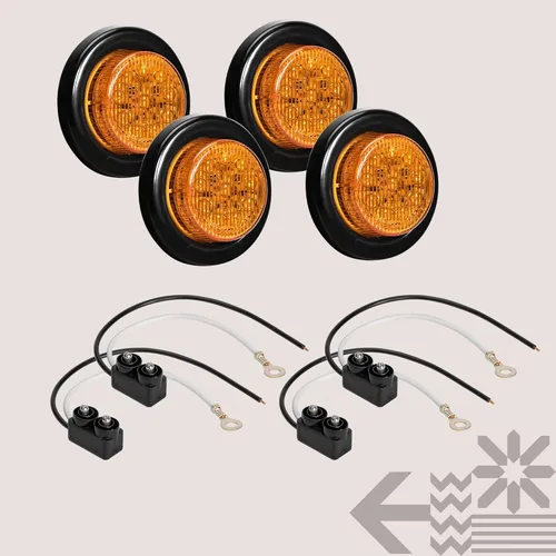 Miniatura 8 de TRUE MODS - 4 luces LED redondas de 2 pulgadas y 12 V para marcador lateral [DOT FMVSS 108] [SAE P2] [lente reflectora] [ojales y enchufes]