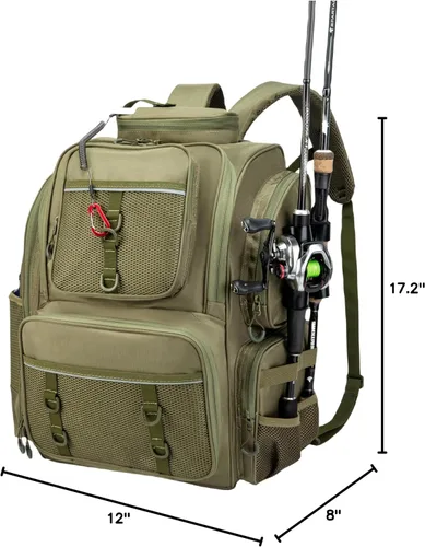 Miniatura 7 de WANOON Mochila de pesca, bolsa de aparejos, con cajas de aparejos. Bolsa de pesca grande, materiales fuertes