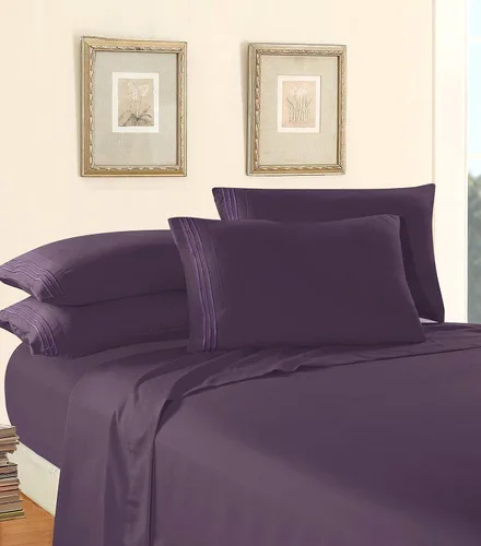Miniatura 20 de Elegant Comfort - Juego de sábanas de 4 piezas de microfibra, 1500 hilos, sin arrugas, sábana bajera elástica, esquinas tipo bolsillos profundos
