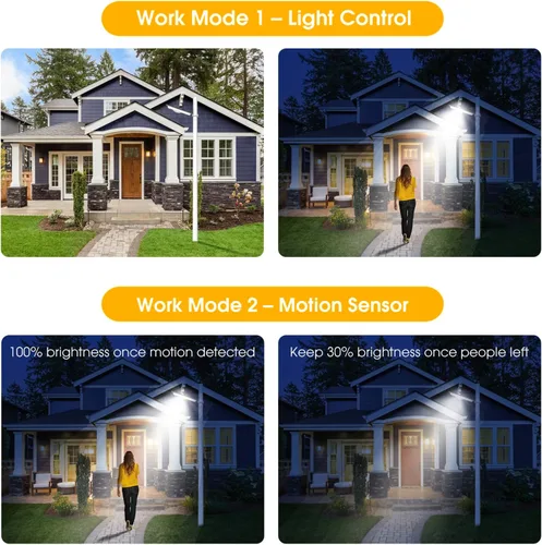 Miniatura 7 de Sensor de movimiento solar de luz de calle SunBonar, impermeable IP65 para entrada 3000K/6000K,3 Work Modes,Dimmable,Time Setting, Solar Flood