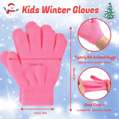 Miniatura 3 de Handepo Guantes para niños a granel de invierno de punto colorido elástico dedo completo guantes cálidos para personas sin hogar regalos de fiesta