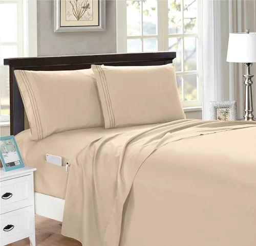 Miniatura 10 de Elegant Comfort Juego de sábanas inteligentes de 4 piezas, tamaño individual, suave y lujoso, calidad hotelera 1500, resistente a las arrugas y a