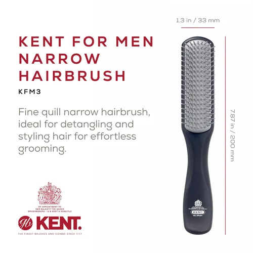 Miniatura 2 de Kent KFM3 Cepillo para peinar con gel para hombres, cepillo de 9 filas con cerdas iónicas antiestáticas, desenredante y suavizante para cabello