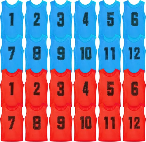 Vabean Paquete de 24 Chalecos de Malla de Nailon para Práctica de Equipo Scrimmage Petos Camisetas Chaleco de Entrenamiento para Deportes de Adultos