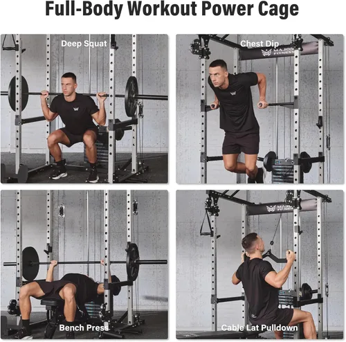 Miniatura 6 de MAJOR FITNESS Drone1 Power Cage - Rack de potencia multifunción para gimnasio en casa, estante para sentadillas, sistema de cruce de cables