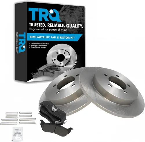Miniatura 133 de TRQ Juego de pastillas de freno semimetálicas traseras y rotores compatibles con Chevrolet Trailblazer 02-06 Trailblazer EXT 04-06 SSR 02-07 GMC