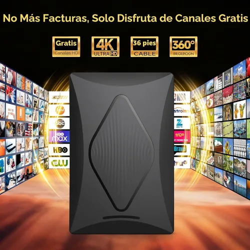 Miniatura 2 de Antena de TV 2026 para TV Digital Interior, Antena Inteligente de Largo Alcance para Canales Locales, Compatible con 4k 1080p con Amplificador
