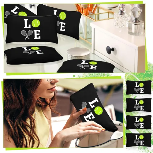 Miniatura 6 de Moukeren 12 piezas de bolsa de maquillaje de tenis, bolsa de cosméticos portátil de viaje, accesorios de aseo con cremalleras, regalos de tenis
