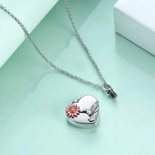Miniatura 3 de YFN Collares de urna para cenizas, de plata de ley, alas de ángel de la guarda, collares de urna para cenizas, cremación de mascotas, joyería