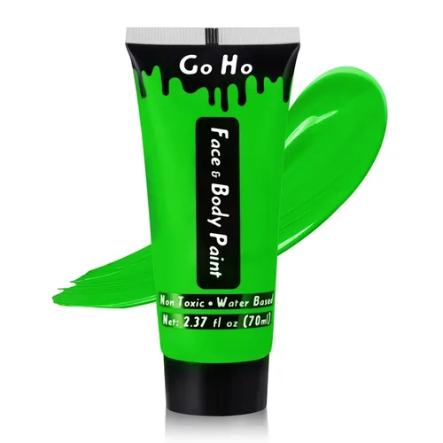 Go Ho Pintura corporal verde Amazon lavable (2.37 onzas por pieza), pintura corporal crema a base de agua, accesorios verdes, disfraces de