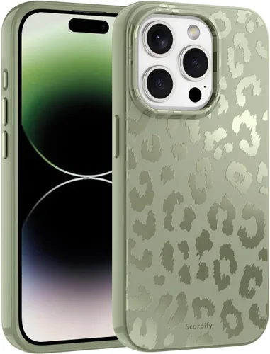 Miniatura 20 de SCORPIFY Funda para iPhone 15 Pro Max [Compatible con MagSafe] con Diseño de Estampado de Leopardo Guepardo Negro Mate, Linda Funda Magnética