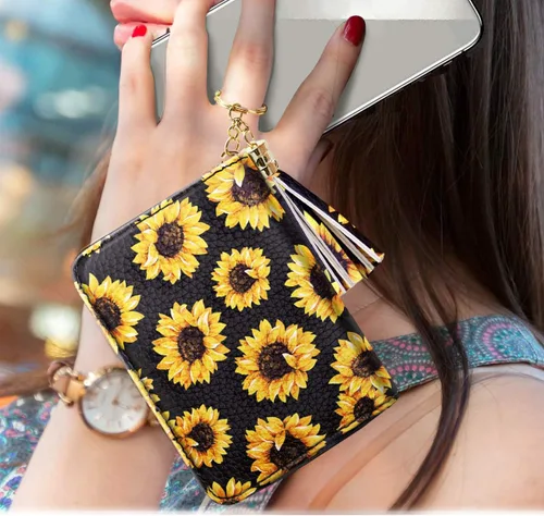 Miniatura 5 de Billetera pequeña para tarjetas de crédito RFID con purpurina linda para mujer