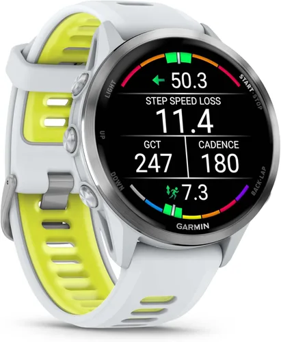 Miniatura 7 de Garmin Forerunner 955, reloj inteligente para correr con GPS, adaptado a triatletas, batería de larga duración, Whitestone con auriculares blancos
