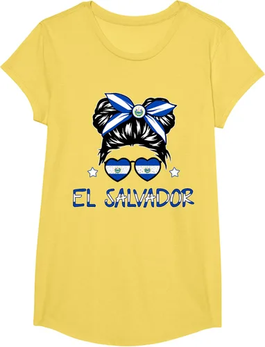 Miniatura 41 de Camiseta de El Salvador para Niñas Bandera Patrimonio Hispano Salvadoreño
