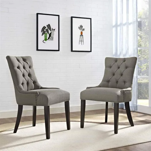 Miniatura 5 de Modway Regent Modern - Sillas de comedor tapizadas de tela copetuda con ribete de clavos en granito