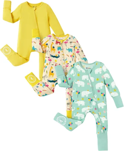 Miniatura 23 de PATPAT Baby Footies - Mameluco de viscosa de bambú para niños y niñas, con cremallera y suela antideslizante, ropa infantil con pies y sin pies