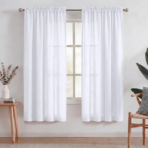 Miniatura 56 de Turquoize cortinas traslúcidas de lino natural, cortinas semitransparentes, cortinas de arpillera con bolsillo para cortinero, paneles para ventana