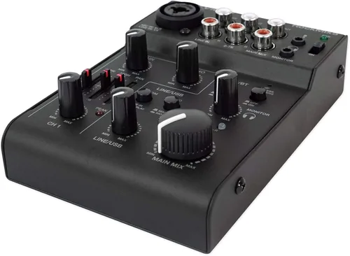 Miniatura 2 de Rockville RockMix Mezclador Pro de 5 canales con interfaz USB, Bluetooth, eco, ecualizador de 2 bandas, diseño compacto, portátil, para podcasting