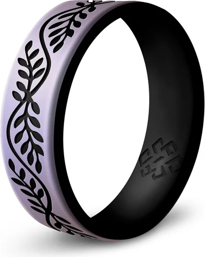 Miniatura 8 de Anillo de silicona Knot Theory en Filigrana, Floral, Corazones o Laurel - Banda de boda de silicona grabada de doble capa, para actividades