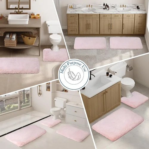 Miniatura 6 de Walensee Alfombra de baño antideslizante (16 x 24 pulgadas, color rubor) absorbente de agua, microfibra suave, lavable a máquina, alfombra de baño