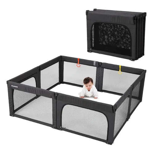 Miniatura 10 de Dora dotey Corralito gris claro para bebés y niños pequeños, plegable y ajustable, 71 x 59 x 27 pulgadas Plegable Gris Claro