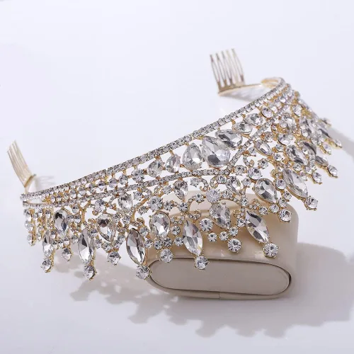 Miniatura 3 de Tiara y corona con peine para mujeres y niñas, diadema plateada, diamantes de imitación, novia, boda, graduación, cumpleaños, cosplay