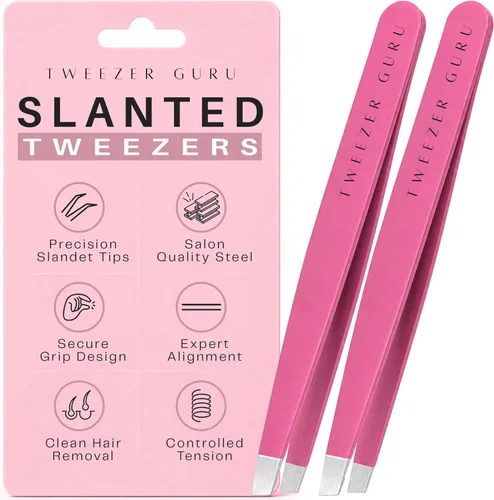 Miniatura 13 de Tweezer Guru Pinzas para el vello facial de mujeres y hombres, pinzas de precisión para cejas inclinadas para cabello encarnado, eliminación