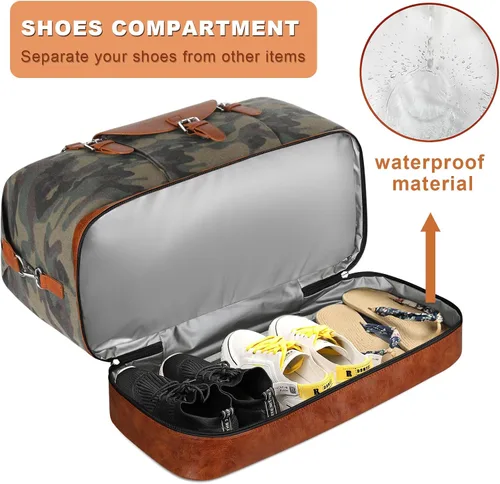 Miniatura 4 de IBFUN Bolsas de viaje de fin de semana para mujer, bolsa grande de fin de semana con compartimento impermeable para zapatos, bolsa de aseo
