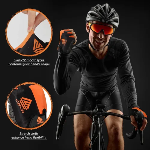 Miniatura 4 de Guantes de bicicleta para hombres y mujeres con almohadilla antideslizante que absorbe los golpes, guantes de ciclismo ligeros de medio dedo