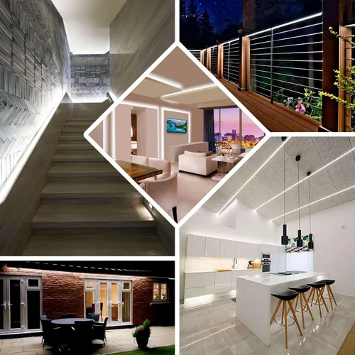 Miniatura 4 de Efavormart - Tira de luces LED de 16.4 pies, impermeable, color blanco frío, ultra brillante, 300 LED de alta densidad, 5050, cinta SMD para debajo