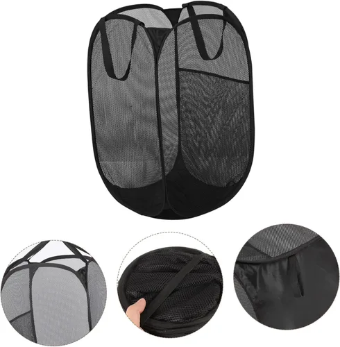 Miniatura 2 de LIFKOME Organizador de sección vertical Cesta de lavandería de acero inoxidable Percha de ropa plegable Estante de almacenamiento Cesta de ropa