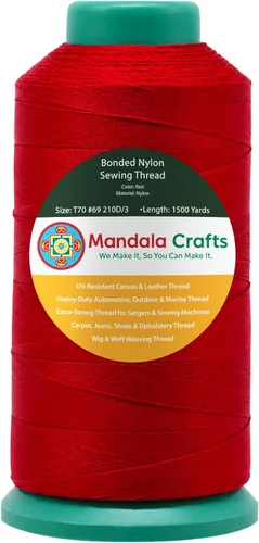 Miniatura 380 de Mandala Crafts - Hilo de nailon para coser cuero, tapicería, mezclilla y para trenzar el pelo; resistente, 1500 yardas, tamaño 69 T70 Marrón