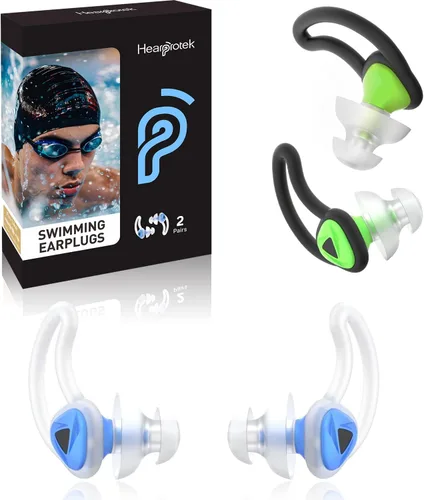 Miniatura 13 de Hearprotek 2 pares de tapones para los oídos de natación para niños, tapones para los oídos de agua suaves y reutilizables para niños para nadar