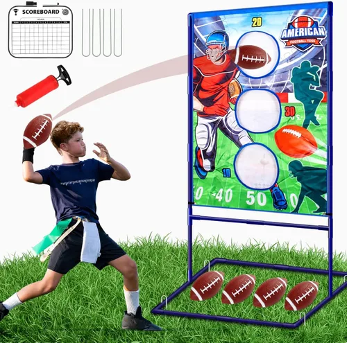 Punieayi - Juego de lanzamiento de fútbol con 4 pelotas inflables, juegos de objetivo de lanzamiento de fútbol para niños de 8 a 12 años, juguetes