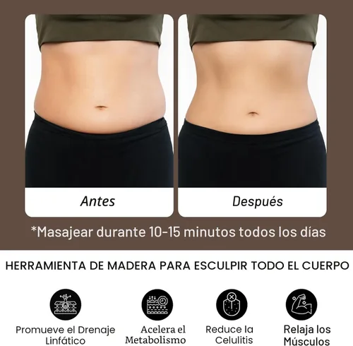 Miniatura 5 de Herramienta de masaje de terapia de madera para grasa abdominal, cepillo corporal de masaje de meridiano de madera para removedor de celulitis