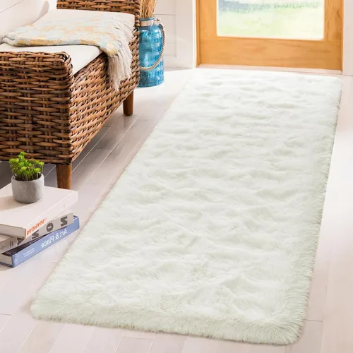Miniatura 12 de Terrug Alfombra Corredor Negra Esponjosa para Dormitorio, 2x6 Pies Lindas Alfombras de Área de Pelo Largo para Pasillo, Alfombra de Felpa Suave