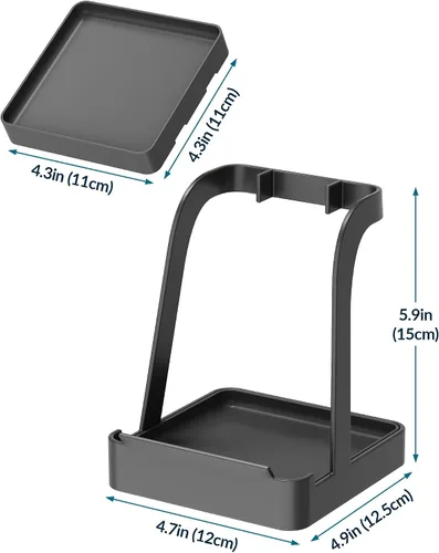 Miniatura 7 de NiHome Soporte para tapa de olla grande y soporte para cuchara con bandeja de goteo extraíble, organizador de encimera de cocina de hierro negro