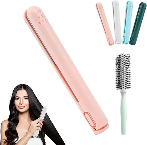 Miniatura 12 de Mini rizador de doble propósito, mini alisador de pelo y rizador 2 en 1, fuente de alimentación USB, rizador de viaje, alisador de pelo portátil